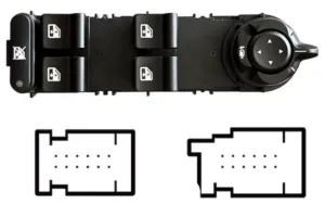 Botonera Completa Puerta Delantera Izquierda Elevalunas Electrico + Retrovisor Abatible Electricamente (4 Botones ) 24 Pins para Alfa Romeo GIULIETTA 2010 y GIULIETTA 2016