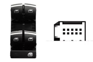 Interruptor Puerta Delantera Izquierda (Negro-Cromado) (4 Botones) 10Pin para Audi A3 2008, Q7 2006 y Q7 2009