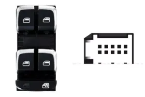 Botonera Puerta Delantera Izquierda (Negro-Cromado) (4 Botones) 10Pin para Audi A4 2011, A5 2011 y Q5 2012