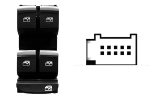 Interruptor Puerta Delantera Izquierda (Negro-Cromado) ) (4 Botones) 10Pin para Audi A4 2015, Q5 2016, Q7 2006 y Q7 2009