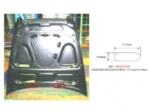 Capó (Chapa) (Con Agujero Lavafaros ) (85.12X30.08Mm) (07-11) para Audi A6 2004 y A6 2009