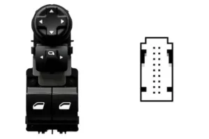 Interruptor Puerta Delantero Izquierdo + Retrovisor Electrico (2 Botones) 18Pin para Citroen BERLINGO 2018, JUMPY 2016 y SPACETOURER 2016, Opel CORSA F 2019, CROSSLAND X 2017, VIVARO C 2019 y ZAFIRA LIFE 2019 y Peugeot 208 2019, 308 2013, 308 2017…