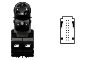 Interruptor Puerta Delantero Izquierdo + Retrovisor Electrico Abatible Electricamente (2 Botones) 18Pin para Citroen BERLINGO 2018, JUMPY 2016 y SPACETOURER 2016, Opel VIVARO C 2019 y ZAFIRA LIFE 2019 y Peugeot 208 2019, 308 2013, 308 2017, EXPERT…