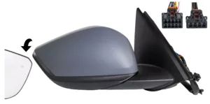Retrovisor Derecho Electrico, Termico, Abatible Electricamente, Con Luz De Cortesia, Convexo, Imprimada Con Sensor De Temperatura Con Sensor De Angulo Muerto 10+4Pin para Citroen C4 2020 y C4 X 2022
