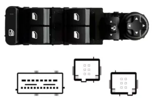 Interruptor Puerta Delantero Izquierda + Retrovisor Electrico Abatible Electricamente (4 Botones) 20Pin para Citroen C4 2020 y C4 X 2022 y Peugeot 308 2021 y 408 2022