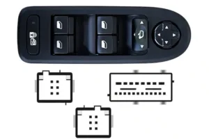 Botonera Completa Puerta Delantera Izquierda + Retrovisor Abatible Electricamente (4 Botones) 32Pin para Citroen C5 2008 y Peugeot 508 2010 y 508 2014