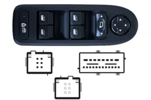 Botonera Puerta Delantera Izquierdo + Retrovisor (4 Botones) 26Pin para Citroen C5 2008 y Peugeot 508 2010 y 508 2014