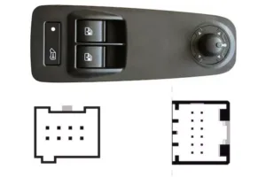 Interruptor Completo Puerta Delantero Izquierdo+ Bloqueo Puerta (Logo Furgo) (2 Botones ) 20Pin para Citroen JUMPER 2006, Fiat DUCATO 2006 y Peugeot BOXER 2006