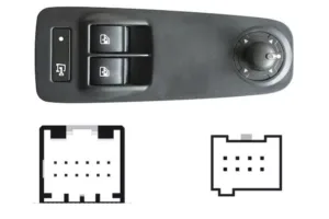Botonera Completa Puerta Delantera Izquierda + Bloqueo Puertas (Llave Larga) (2 Botones) 20 Pins para Citroen JUMPER 2006, Fiat DUCATO 2006 y Peugeot BOXER 2006