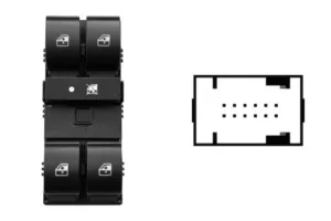 Interruptor Puerta Elevalunas Delantero Izquierdo (4 Botones)12 Pins para Fiat DOBLO 2010