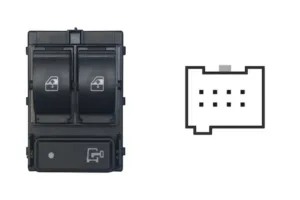 Interruptor Puerta Elevalunas Delantero Izquierdo+Bloqueo Puerta (2 Botones) 8 Pins Conector Azul para Fiat DOBLO 2010