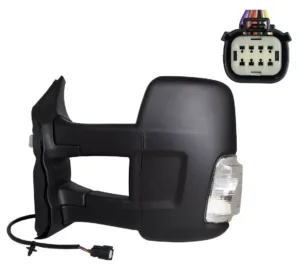 Retrovisor Izquierdo Electrico, Termico, M Convexo Con Intermitente, Blanco, Brazo Largo, (Ch/Long) 16W 6 Pins para Ford TRANSIT 2019