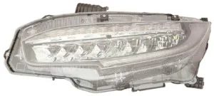 Faro Izquierdo Electrico Con Motor, Interior Negro (Led) para Honda CIVIC 2017