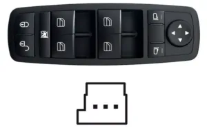 Interruptor Puerta Delantero Izquierdo+ Retrovisor Não Abatible Electricamente (Negro) (4 Botones) 3 Pin para Mercedes-Benz B W245 2005 y B W245 2008