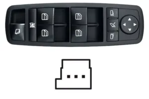 Interruptor Puerta Delantero Izquierdo+ Retrovisor Abatible Electricamente (Negro) (4 Botones) 3 Pin para Mercedes-Benz M W164 2005 y R W251 2005