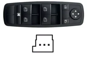 Interruptor Puerta Delantero Izquierdo+ Retrovisor No Abatible Electricamente (Negro) (4 Botones) 3 Pin para Mercedes-Benz M W164 2005 y R W251 2005