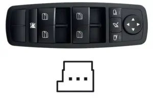 Botonera Puerta Delantera Izquierda + Retrovisor Abatible Electricamente , Con Control De Elevalunas Traseros (Negro) (4 Botones) 3 Pin para Mercedes-Benz M W164 2005