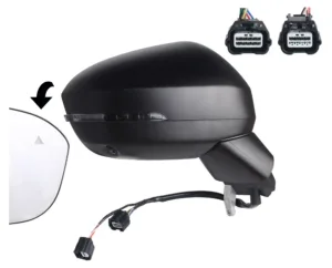 Retrovisor Derecho Electrico, Convexo, Termico, Con Intermitente, Abatible Electricamente, Con Agulo Muerto,Con Camara, Imprimado 13Pin para Nissan JUKE 2019
