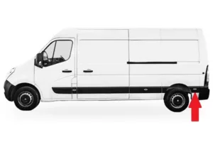 Moldura Panel Lateral Trasero Agujero Intermitente Paso Rueda Trasero (Chasis Largo) para Nissan NV400 2011, Opel MOVANO B 2010 y Renault MASTER III 2010 y MASTER IV 2019