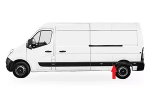 Moldura Panel Lateral Trasero Izquierdo Paso De Rueda Delantera (Chasis Corto Ó Largo) para Nissan NV400 2011, Opel MOVANO B 2010 y Renault MASTER III 2010 y MASTER IV 2019