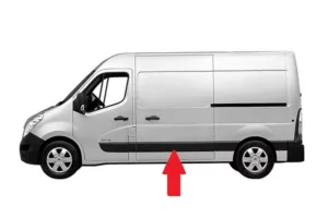 Moldura Panel Lateral Izquierdo Medio (Chasis Corto) para Nissan NV400 2011, Opel MOVANO B 2010 y Renault MASTER III 2010 y MASTER IV 2019