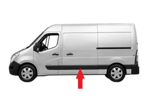 Moldura Panel Lateral Izquierda Medio (Chasis Medio/Largo) para Nissan NV400 2011, Opel MOVANO B 2010 y Renault MASTER III 2010 y MASTER IV 2019