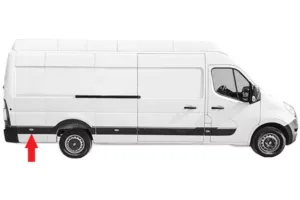 Moldura Panel Lateral Derecha Trasera Con Agujero Intermitente (Chasis Medio/Largo) para Nissan NV400 2011, Opel MOVANO B 2010 y Renault MASTER III 2010 y MASTER IV 2019