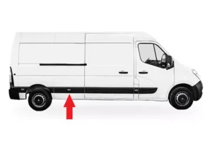 Moldura Panel Lateral Derecha Medio/Trasera Con Agujero Intermitente (Chasis Largo) para Nissan NV400 2011, Opel MOVANO B 2010 y Renault MASTER III 2010 y MASTER IV 2019
