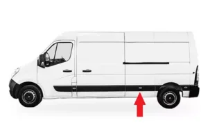 Moldura Panel Lateral Izquierda Medio/Trasera Con Agujero Intermitente (Chasis Largo) para Nissan NV400 2011, Opel MOVANO B 2010 y Renault MASTER III 2010 y MASTER IV 2019
