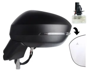 Retrovisor Izquierdo Electrico, Termico, Con Intermitente, Imprimado, Con Agulo Muerto, 9Pin para Nissan QASHQAI 2021