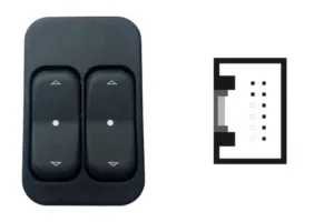 Interruptor Puerta Delantera Izquierda (2 Botones) 8 Pins para Opel COMBO C 2002, CORSA C 2000, CORSA C 2003, MERIVA A 2003 y MERIVA A 2006