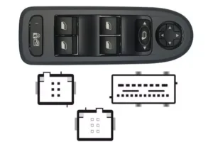 Interruptor Completo Puerta Delantero Izquierdo+ Retrovisor (4 Botones) 26 Pins para Peugeot 308 2007 y 308 2011