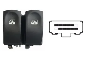 Interruptor Puerta Delantera Izquierda (2 Botones) 10 Pins (Clema Blanca) para Renault CLIO III 2005, CLIO III 2009, MODUS 2004, MODUS 2008, TWINGO II 2007 y TWINGO II 2012