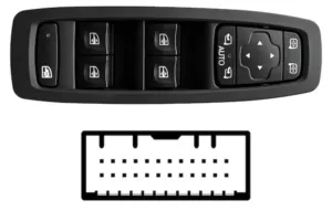 Botonera Completa Puerta Delantera Izquierda Con Retrovisor Electrico Abatible Electricamente (4 Botones) 24Pin para Renault KADJAR 2015, KADJAR 2018, MEGANE IV 2015, SCENIC IV 2016 y TALISMAN 2015