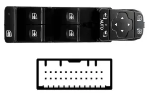 Interruptor Puerta Delantera Izquierda Con Retrovisor Electrico Abatible Electricamente (4Botones) 24Pin para Renault KADJAR 2015, KADJAR 2018, MEGANE IV 2015, SCENIC IV 2016 y TALISMAN 2015