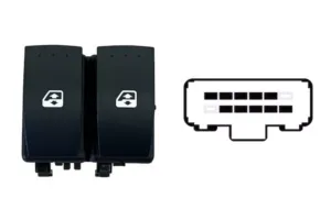 Botonera Puerta Delantera Izquierda 2 Botones (10Pins) (Clema Negra) para Renault KANGOO 2008, MASTER III 2010 y MASTER IV 2019