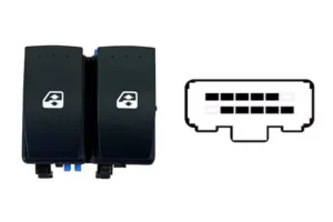 Botonera Puerta Delantera Izquierda 2 Botones (10Pin) (Clema Azul) para Renault MASTER III 2010, MASTER IV 2019, MEGANE II 2002 y TRAFIC II 2006