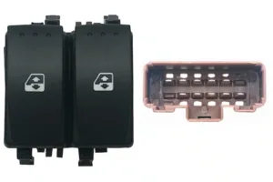 Botonera Puerta Delantera Zquierda Con Sistema Confort (Elevalunas Puerta Trasera Derecho / Izquierdo) (2 Botones ) (10Pins) (Conector Marron) para Renault MEGANE II 2002