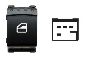 Boton Elevalunas Puerta Delantera Derecha + Trasero Derecho Ó Izquierdo (Negro-/Blanco) (4Pins) para Seat ALHAMBRA 2000 y Volkswagen SHARAN 2000