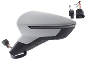Retrovisor Izquierdo Electrico, Termico, Abatible Eletricamente, Imprimada Con Intermitente Convexo Con Angulo Muerto 8+2 Pins para Seat ARONA 2017 y IBIZA V 2017