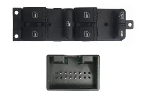Interruptor Puerta Delantera Izquierda (Negro) /Blanco) (4 Botones) 10 Pins para Seat LEON 1999, Skoda FABIA I 1999, FABIA I 2004, OCTAVIA I 1997 y OCTAVIA I 2000 y Volkswagen GOLF IV 1997 y PASSAT B6 2000