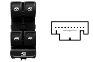 Interruptor Puerta Delantera Izquierda (Negra-Blanca) (4 Botones) 10Pin para Skoda FABIA III 2018 y OCTAVIA III 2017