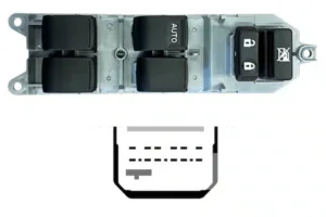 Botonera Puerta Delantero Izquierdo (4 Botones) 15Pin para Toyota YARIS 2005 y YARIS 2009