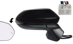 Retrovisor Derecho Elect Imprimada Convexo, Termico, Abatible Electricamente, Con Intermitente, Con Sensor De Angulo Muerto 9Pin para Toyota YARIS CROSS 2020