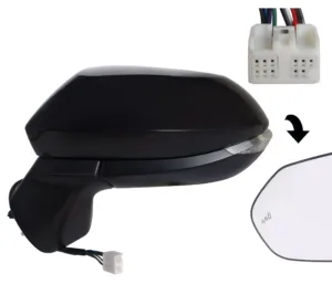 Retrovisor Izquierdo Elect Imprimada Convexo, Termico, Abatible Electricamente, Con Intermitente, Con Sensor De Angulo Muerto 9 Pins para Toyota YARIS CROSS 2020