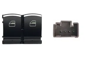 Interruptor Puerta Delantera Izquierda (Negro) /Cromado) (2 Botones) (4Pins) para Volkswagen CADDY III 2010 y GOLF VI 2008