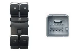 Interruptor Puerta Delantera Izquierda (Negro) /Cromado) (4 Botones) 10 Pins para Volkswagen GOLF PLUS 2009, GOLF VI 2008, PASSAT B7 2010, PASSAT CC 2012, TIGUAN 2007, TIGUAN 2011 y TOURAN 2010