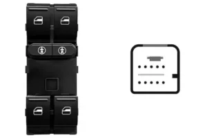 Bonotera Puerta Delantera Izquierda Negro-Blanco (4 Botones) 10Pin para Volkswagen TOUAREG 2002