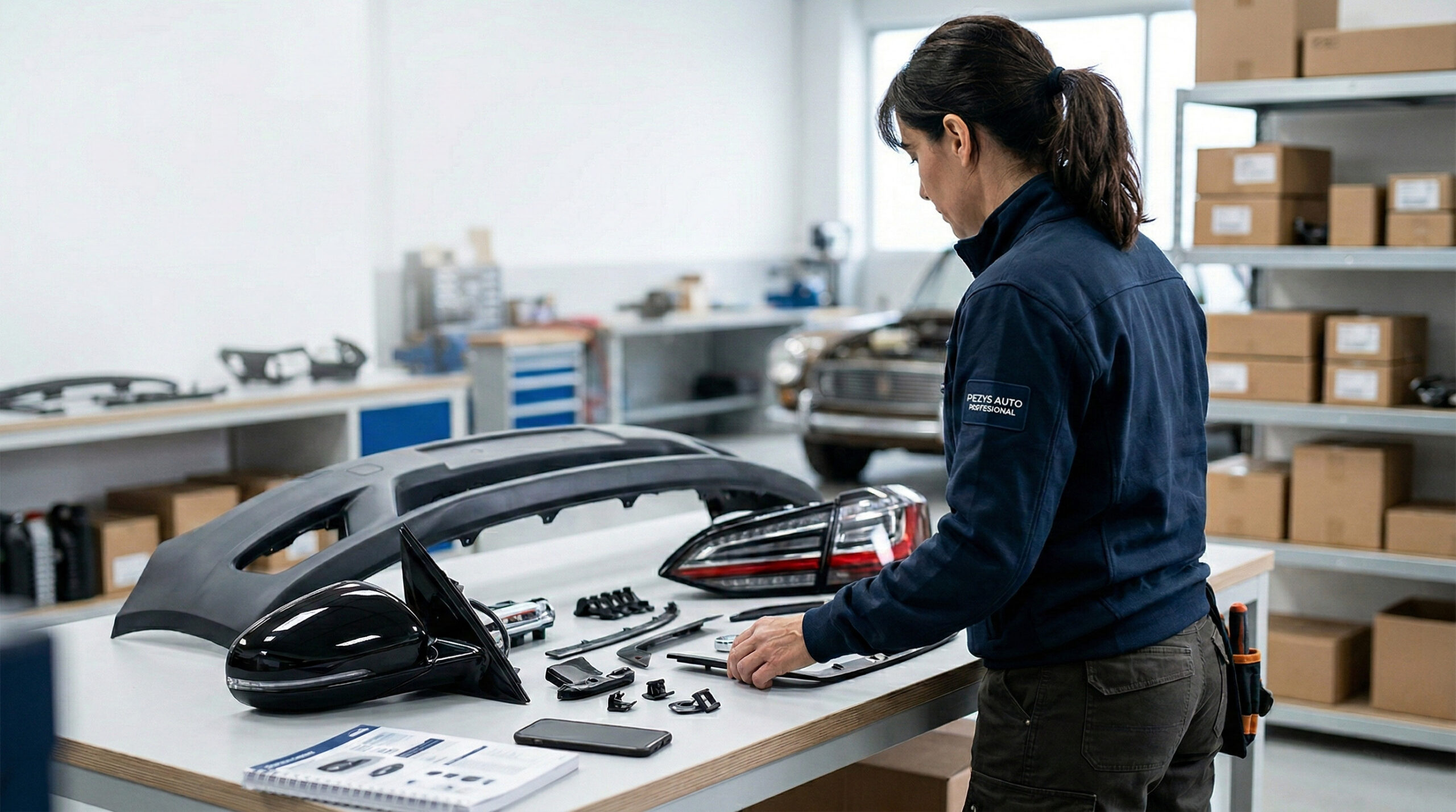 Lucía en el mostrador de Autorecambios GL