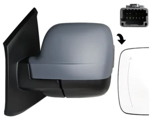 Retrovisor Izquierdo Electrico, Termico, Con intermitente, Abatible Electricamente, Imprimado, Asferico, Con sensor de Angulo Muerto 10PIN para Nissan PRIMASTAR 2021 y Renault TRAFIC III 2021